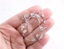 2 Transparent Clear Acrylic Blanks, Clear Silver Foil, 2 Inch Oval Charm, Plexiglass Earrings, Glitter Acrylic Silver Leaf, VG028-50-CSF