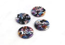 4 Acetate Charms in Color Tortoise Shell, 1" Round Disc Blanks Rainbow Leopard Print, Faux Marble, Cellulose Acetate Circles, CN051-25-DMC