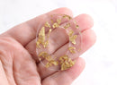 2 Clear Plastic Bead with Gold Flakes, Clear Gold Foil, Laser Cut Acrylic Earring Finding Acetate Transparent Acrylic Oval Ring VG029-50-CGF