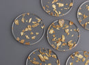 4 Clear Resin Earring Blanks Acrylic Laser Cut Circle 4cm, Large Blank Disc, Clear Gold Foil Leaf, Transparent Charm, CN053-40-CGF