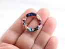 4 Two-Hole Connector Rings, Multi Color Tortoise Shell Hoop Pendant, Circle Links Tortoise Earrings Acetate, Color Block Beads, RG043-25-DMC