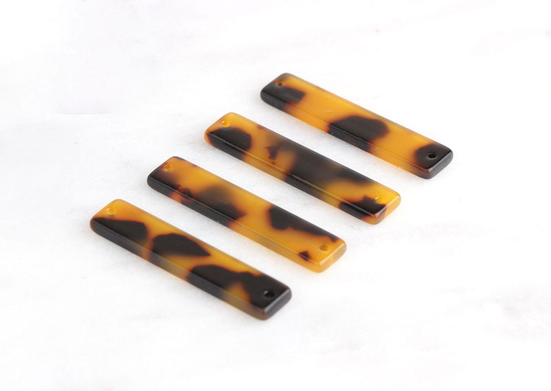 4 Necklace Bar Blanks with Double Hole, Tortoiseshell Findings, Rectangle Link, 2 Hole Connector, Tortoise Shell Jewelry Supply BAR015-35-TT