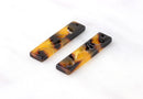 2 Tortoise Shell Necklace Bar Links Artisan, Leopardskin Bead Burnt Orange, 2 Hole Rectangle Tag Charm Acetate Earring Findings BAR016-30-TT