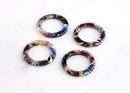 4 Two-Hole Connector Rings, Multi Color Tortoise Shell Hoop Pendant, Circle Links Tortoise Earrings Acetate, Color Block Beads, RG043-25-DMC