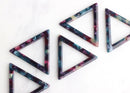 2 Inverted Triangle Ring Charms, Galaxy Marble in Purple and Green, Acetate Plastic, 34.5 x 30mm