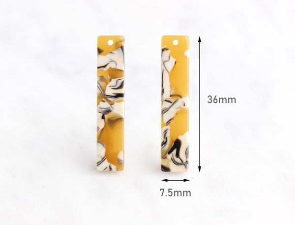 4 Bar Charms in Sunflower Yellow Tortoise Shell, Cellulose Acetate, 36 x 7.5mm