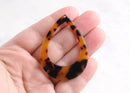 2 Extra Large Teardrop Ring Pendants, Tortoiseshell, Cellulose Acetate, 55 x 40mm
