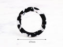 2 Extra Large Circle Ring Links, 1 Hole, Black and White Tortoise Shell, Cellulose Acetate, 47mm