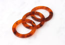 2 Red Tortoise Shell Hoops, Orange Red Acetate Earrings Resin Swirl Black, Cellulose Acetate Circle Loop Ring Charms, Schildpatt RG044-38-AM
