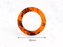 2 Red Tortoise Shell Hoops, Orange Red Acetate Earrings Resin Swirl Black, Cellulose Acetate Circle Loop Ring Charms, Schildpatt RG044-38-AM