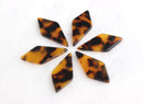 2 Diamond Pendulum Charms in Tortoise Shell, Cellulose Acetate, 31 x 15mm