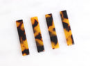 4 Tortoise Shell Blank Bars without Holes, Cellulose Acetate, 35 x 7mm
