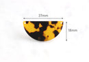 2 Half Moon Necklace Connectors, Two Holes, Tortoiseshell, 37 x 19mm