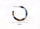 Thin Hoop Earring Making Parts in Neutral Earth Tones, 1 Pair, Medium Hoops, 1 Inch Hoops, Dark Blue Green Brown Hoops Acrylic EAR041-28-ETH