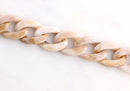 1ft Cafe Latte Acrylic Chain Links, 24mm, White Brown Marble, Light Tortoise Shell
