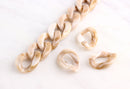 1ft Cafe Latte Acrylic Chain Links, 24mm, White Brown Marble, Light Tortoise Shell