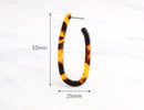 Tortoise Shell Earrings Hoop Parts, 1 Pair, Cellulose Acetate Earrings U Shape Large Oval Hoop Tortoise Jewelry Supply Findings EAR037-53-TT