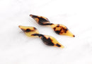2 Extra Long Drop Bars, Lucite Tortoise Shell, Twisted Bar Charm, Earrings Spiral Charms, Bow Charms Hourglass Shape, XY004-49-TT