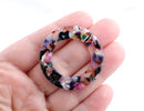 2 Large Connector Rings, Colorful Resin Shapes, O-Ring, Large Circle Links, Clear Acetate Charms, Tortoise Shell Supply, RG046-40-KMC