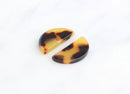 4 Tortoise Shell Half Moon Beads, Tortoise Semi Circle Acrylic, Brown Acetate Jewelry Tortoise Supply, Half Round Disc Necklace, CN047-21-TT