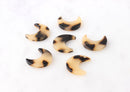 4 Small Crescent Moon Charm, Double Horn Charm, Tiny Moon Charm, Resin Slab Bead, Bright Yellow Acetate Charm Tortoise Shell, CN059-17-BT
