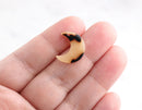 4 Small Crescent Moon Charm, Double Horn Charm, Tiny Moon Charm, Resin Slab Bead, Bright Yellow Acetate Charm Tortoise Shell, CN059-17-BT