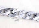 1ft Carrara Marble Acrylic Chain Links, 30mm, White and Gray, Curb Connectors