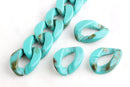 1ft Large Turquoise Green Acrylic Chain Links, 30mm, Marble, For Chunky Bracelets