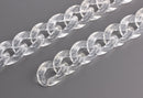 1ft Clear Acrylic Chain Links, 24mm, Transparent, For Cuban Link Necklaces and Bracelets