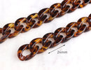 1ft Tortoiseshell Chain Links, 24mm, Rich Brown Acrylic, Chunky, For Purse Handles