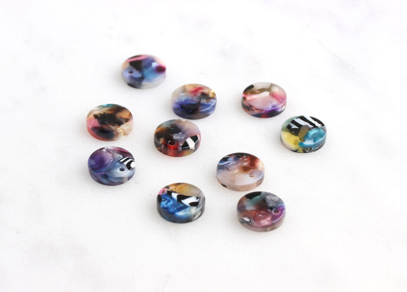 4 Laser Cut Acrylic Discs for Earring Findings, Plastic Circle Blank Earring Stud Base, Colored Drop Multi Color Tortoise Shell CN048-10-DMC