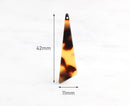 2 Skinny Triangle Pendants in Imitation Tortoiseshell, Earring Charms, Cellulose Acetate, 42.25 x 11mm