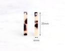 4 Short Skinny Bar Drops, Tortoise Shell Earring Supplies, 3D Bar Necklace Charm Acetate Earring Parts, 1 Inch Thin Bar Pendant BAR024-25-WT