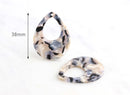 4 Wide Teardrop Pendant, Beige Tortoise Shell Charm, Open Teardrop Hole, Laser Cut Teardrop Cut Out, Acrylic Earring Pendants, TD015-38-ABN