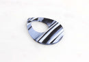 4 Large Teardrop Charms in Blue Zebra Print, Striped Marble, Resin Teardrop Cut Out, Blue Leopard, Acrylic Jewelry Findings, TD016-38-USTR