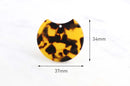 2 Tortoise Shell Circles with Cutout, Trendy Earring Parts Acetate Charm Flat Circle Pendant, Flat Circle Findings Tortoiseshell CN060-37-TT