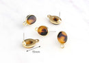Tortoise Shell Earring Posts, 1 Pair, Acetate Earring Findings, Gold Bezel Setting, Brown Tortoise Studs Oval, Ear Stud Blanks, EAR042-15-TT