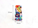 2 Trapezoid Charms in Rainbow Confetti Tortoise, Flat Rectangle Blanks, Acetate, 37 x 19mm