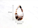 4 Dark Brown Tortoise Teardrop Shapes, Transparent Brown Lucite Earrings, Retro Tortoise Shell Supply, Large Teardrops Charms, TD018-37-DBW