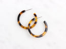 Tortoise Shell Earrings Components, Mini Hoop Earrings, Cellulose Acetate Earrings, Thin Delicate Hoops Tortoise Shell Supply EAR038-30-TT