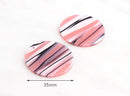 4 Glitter Acrylic Circle Blanks in Pink Zebra Print, Black Stripes, 35mm