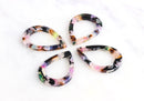 4 Flat Teardrop Connector Pear Charm, Rainbow Tortoise Shell Earrings DIY, Cutout Teardrop Frame, Lucite Pendant Loop Links, TD013-31-KMC