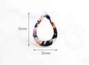 4 Flat Teardrop Connector Pear Charm, Rainbow Tortoise Shell Earrings DIY, Cutout Teardrop Frame, Lucite Pendant Loop Links, TD013-31-KMC