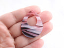 4 Large Teardrops with Zebra Stripes, Pink Black White, Tortoise Shell Blanks, Fat Teardrop Pink Marble Pendant, Striped Beads TD017-38-PSTR