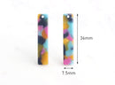 4 Blue Tortoise Shell Charms, Short Bar 3.5cm, Aqua Blue Cyan Pink Yellow, Primary Color Beads, Pink Acetate Jewelry Findings, BAR020-35-UPY