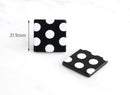 4 Black Polka Dot Beads, Acetate Earring Blanks Square Resin Cabochon, Black and White Spot Pattern, Resin Stud Blanks, LAK030-22-BDOT