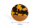 2 Large Circle Discs in Golden Brown Tortoise Shell, Brown Cellulose Acetate Dangle, Dark Brown Leopard Print, Two-Tone Beads, CN070-40-2TTB