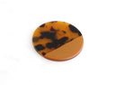 2 Large Circle Discs in Golden Brown Tortoise Shell, Brown Cellulose Acetate Dangle, Dark Brown Leopard Print, Two-Tone Beads, CN070-40-2TTB