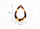 4 Large Teardrop Shape Charms in Tortoiseshell, Pointy Teardrop, Pear Links, Acrylic Charms Turtle Shell, Double Teardrop Links, TD014-31-TT