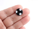 4 Black and White Polka Dot Charms, Acetate Circle Charm, Half Inch Disc Blank 1.5cm, Rockabilly Earrings Tortoise Shell Supply CN071-15-BOT